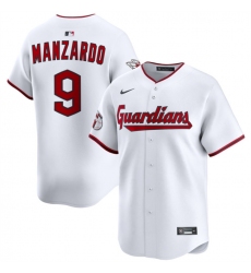 Men's Cleveland Guardians #9 Kyle Manzardo White Home Limited Stitched Baseball Jersey