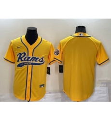 Men's Los Angeles Rams Blank Yellow Stitched MLB Cool Base Nike Baseball Jersey