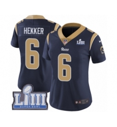 Women's Nike Los Angeles Rams #6 Johnny Hekker White Vapor Untouchable Limited Player Super Bowl LIII Bound NFL Jersey