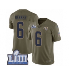 Youth Nike Los Angeles Rams #6 Johnny Hekker Limited Olive 2017 Salute to Service Super Bowl LIII Bound NFL Jersey