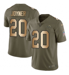 Men's Nike Los Angeles Rams #20 Lamarcus Joyner Limited Olive/Gold 2017 Salute to Service NFL Jersey
