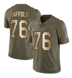 Youth Nike Los Angeles Rams #76 Rodger Saffold Limited Olive/Gold 2017 Salute to Service NFL Jersey