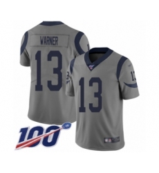 Men's Los Angeles Rams #13 Kurt Warner Limited Gray Inverted Legend 100th Season Football Jersey