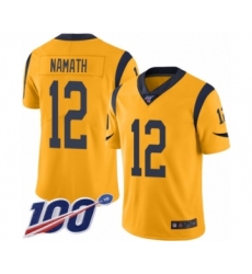 Men's Los Angeles Rams #12 Joe Namath Limited Gold Rush Vapor Untouchable 100th Season Football Jersey