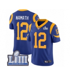 Men's Nike Los Angeles Rams #12 Joe Namath Royal Blue Alternate Vapor Untouchable Limited Player Super Bowl LIII Bound NFL Jersey