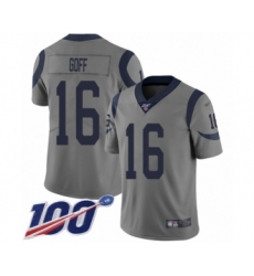Men's Los Angeles Rams #16 Jared Goff Limited Gray Inverted Legend 100th Season Football Jersey