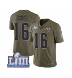 Youth Nike Los Angeles Rams #16 Jared Goff Limited Olive 2017 Salute to Service Super Bowl LIII Bound NFL Jersey