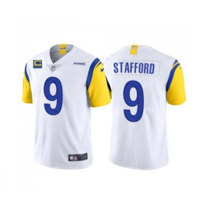 Men's Los Angeles Rams 2022 #9 Matthew Stafford White With 4-star C Patch Stitched NFL Jersey