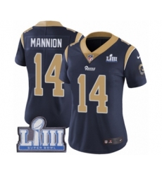 Women's Nike Los Angeles Rams #14 Sean Mannion Navy Blue Team Color Vapor Untouchable Limited Player Super Bowl LIII Bound NFL Jersey