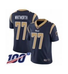 Men's Los Angeles Rams #77 Andrew Whitworth Navy Blue Team Color Vapor Untouchable Limited Player 100th Season Football Jersey
