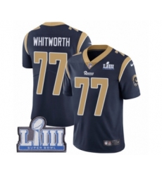 Youth Nike Los Angeles Rams #77 Andrew Whitworth Navy Blue Team Color Vapor Untouchable Limited Player Super Bowl LIII Bound NFL Jersey