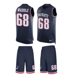 Men's Nike New England Patriots #68 LaAdrian Waddle Limited Navy Blue Tank Top Suit NFL Jersey
