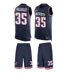 Men's Nike New England Patriots #35 Mike Gillislee Limited Navy Blue Tank Top Suit NFL Jersey