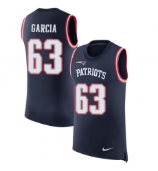 Men's Nike New England Patriots #63 Antonio Garcia Limited Navy Blue Rush Player Name & Number Tank Top NFL Jersey