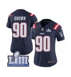 Women's Nike New England Patriots #90 Malcom Brown Limited Navy Blue Rush Vapor Untouchable Super Bowl LIII Bound NFL Jersey