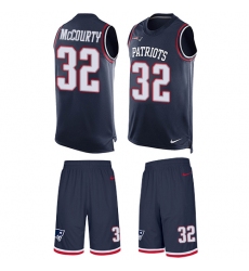 Men's Nike New England Patriots #32 Devin McCourty Limited Navy Blue Tank Top Suit NFL Jersey