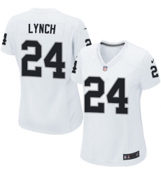 Women's Nike Oakland Raiders #24 Marshawn Lynch Game White NFL Jersey