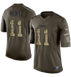 Men's Nike Philadelphia Eagles #11 Carson Wentz Elite Green Salute to Service NFL Jersey