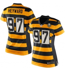 Women's Nike Pittsburgh Steelers #97 Cameron Heyward Elite Yellow/Black Alternate 80TH Anniversary Throwback NFL Jersey