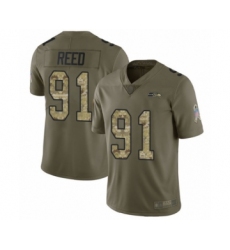 Men's Seattle Seahawks #91 Jarran Reed Limited Olive Camo 2017 Salute to Service Football Jersey