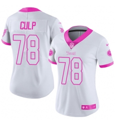 Women's Nike Tennessee Titans #78 Curley Culp Limited White/Pink Rush Fashion NFL Jersey
