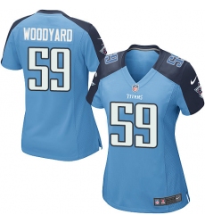 Women's Nike Tennessee Titans #59 Wesley Woodyard Game Light Blue Team Color NFL Jersey