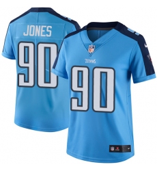 Women's Nike Tennessee Titans #90 DaQuan Jones Elite Light Blue Team Color NFL Jersey
