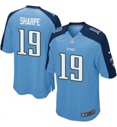 Men's Nike Tennessee Titans #19 Tajae Sharpe Game Light Blue Team Color NFL Jersey