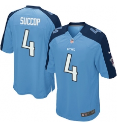 Men's Nike Tennessee Titans #4 Ryan Succop Game Light Blue Team Color NFL Jersey