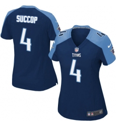 Women's Nike Tennessee Titans #4 Ryan Succop Game Navy Blue Alternate NFL Jersey