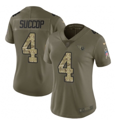 Women's Nike Tennessee Titans #4 Ryan Succop Limited Olive/Camo 2017 Salute to Service NFL Jersey
