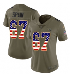 Women's Nike Tennessee Titans #67 Quinton Spain Limited Olive/USA Flag 2017 Salute to Service NFL Jersey
