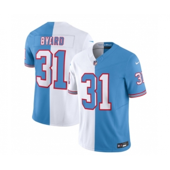 Men's Nike Tennessee Titans #31 Kevin Byard White Blue 2023 F.U.S.E. Split Vapor Limited Throwback Football Stitched Jersey Men's Nike Tennessee Titans #31 Kevin Byard White Blue 2023 F.U.S.E. Split Vapor Limited Throwback Football Stitched Jersey