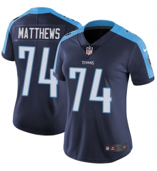 Women's Nike Tennessee Titans #74 Bruce Matthews Elite Navy Blue Alternate NFL Jersey