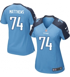 Women's Nike Tennessee Titans #74 Bruce Matthews Game Light Blue Team Color NFL Jersey