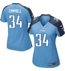 Women's Nike Tennessee Titans #34 Earl Campbell Game Light Blue Team Color NFL Jersey