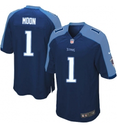 Men's Nike Tennessee Titans #1 Warren Moon Game Navy Blue Alternate NFL Jersey