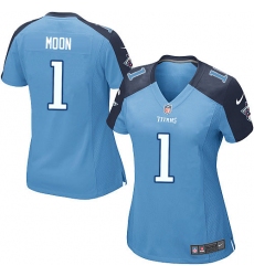 Women's Nike Tennessee Titans #1 Warren Moon Game Light Blue Team Color NFL Jersey