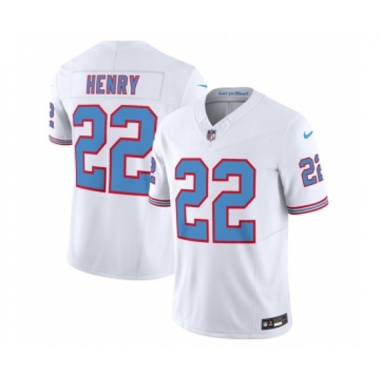 Men's Nike Tennessee Titans #22 Derrick Henry White 2023 F.U.S.E. Vapor Limited Throwback Football Stitched Jersey Men's Nike Tennessee Titans #22 Derrick Henry White 2023 F.U.S.E. Vapor Limited Throwback Football Stitched Jersey