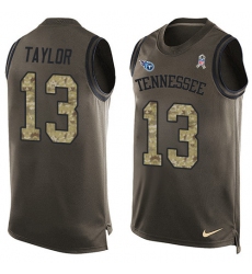 Men's Nike Tennessee Titans #13 Taywan Taylor Limited Green Salute to Service Tank Top NFL Jersey
