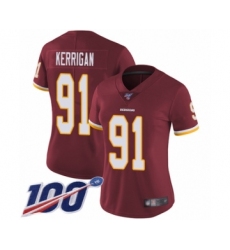 Women's Washington Redskins #91 Ryan Kerrigan Burgundy Red Team Color Vapor Untouchable Limited Player 100th Season Football Jersey