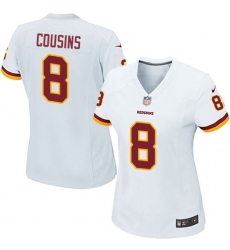 Women's Nike Washington Redskins #8 Kirk Cousins Game White NFL Jersey