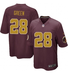 Men's Nike Washington Redskins #28 Darrell Green Game Burgundy Red/Gold Number Alternate 80TH Anniversary NFL Jersey