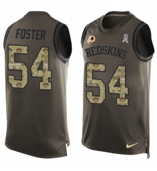 Men's Nike Washington Redskins #54 Mason Foster Limited Green Salute to Service Tank Top NFL Jersey