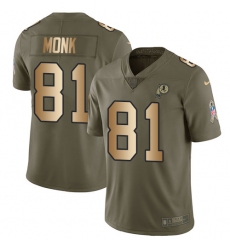 Men's Nike Washington Redskins #81 Art Monk Limited Olive/Gold 2017 Salute to Service NFL Jersey