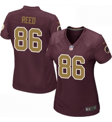 Women's Nike Washington Redskins #86 Jordan Reed Game Burgundy Red/Gold Number Alternate 80TH Anniversary NFL Jersey