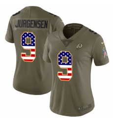 Women's Nike Washington Redskins #9 Sonny Jurgensen Limited Olive/USA Flag 2017 Salute to Service NFL Jersey