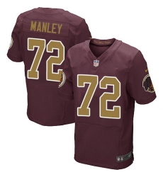 Men's Nike Washington Redskins #72 Dexter Manley Elite Burgundy Red/Gold Number Alternate 80TH Anniversary NFL Jersey