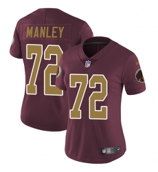Women's Nike Washington Redskins #72 Dexter Manley Elite Burgundy Red/Gold Number Alternate 80TH Anniversary NFL Jersey