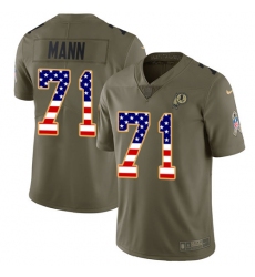 Men's Nike Washington Redskins #71 Charles Mann Limited Olive/USA Flag 2017 Salute to Service NFL Jersey